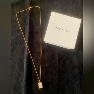 Mejuri Square Rectangular Locket Gold and Mother of Pearl